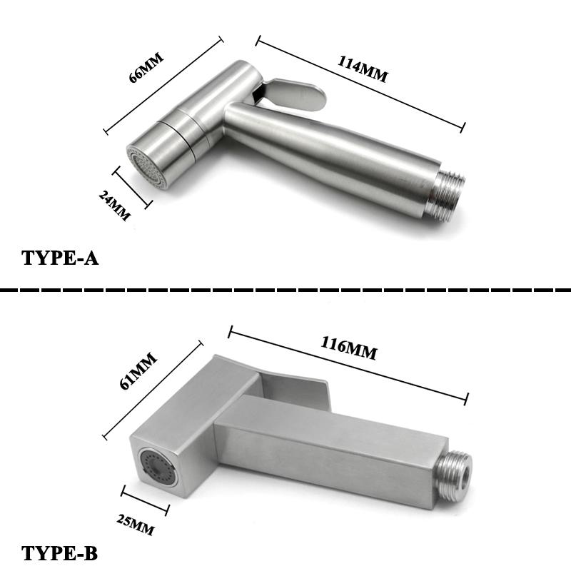 Gebürsteter tragbarer Bidet-Sprayer 304 Edelstahl WC-Bidet-Armatur Kaltes Badezimmer Shattaf-Ventil Jet-Set Einlaufdusche für Po