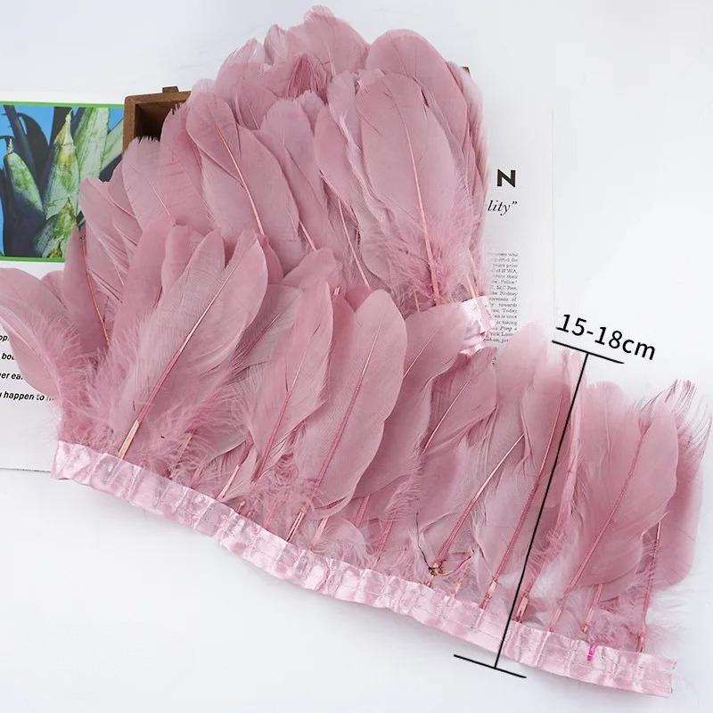 2 Meter Colorful Shred Goose Feathers Tape Tassel 15cm Fringe Trim Ribbon Geese Feather DIY Clothe Flecos Sewing Trimming Decor