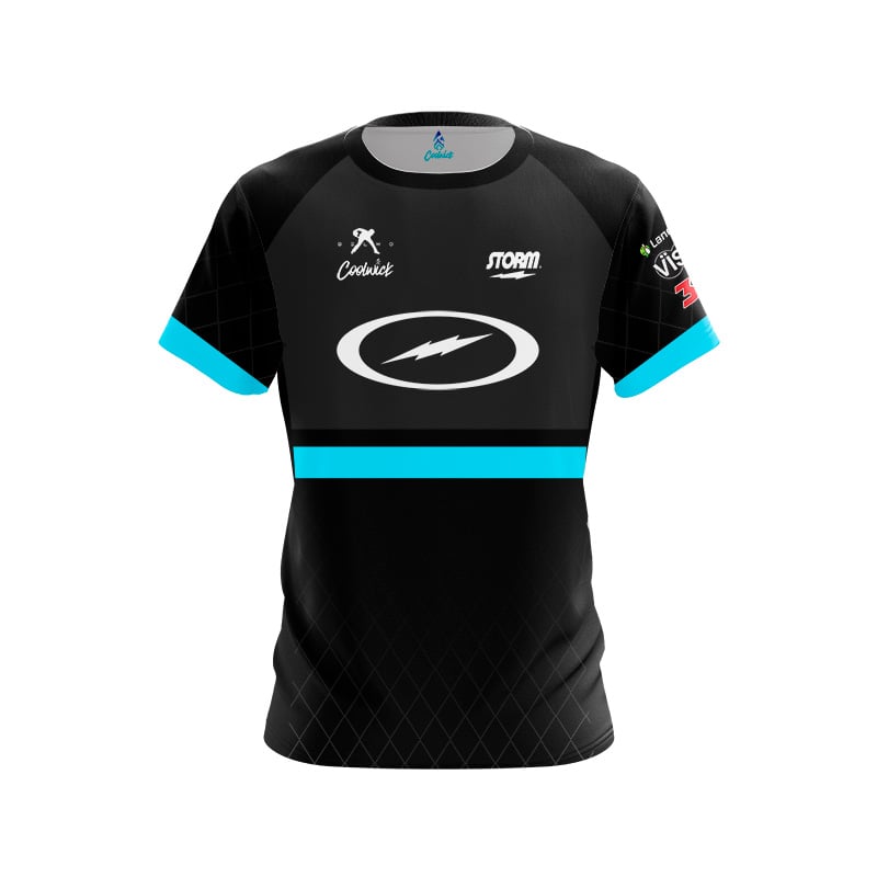 Coolwick Storm Bowling Jersey Black Lightning Logo Short Sleeve Performance T-Shirt Pro Player Fan Casual Family Matching