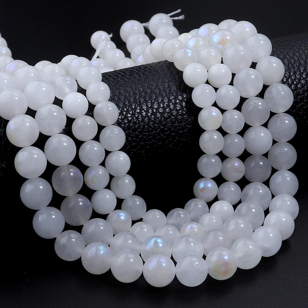 Apx 35-87pcs 4/6/8/10mm Round Moonstone Beads Loose Spacer Beads For Jewelry Making DIY Bracelet Necklace Earrings Accessories