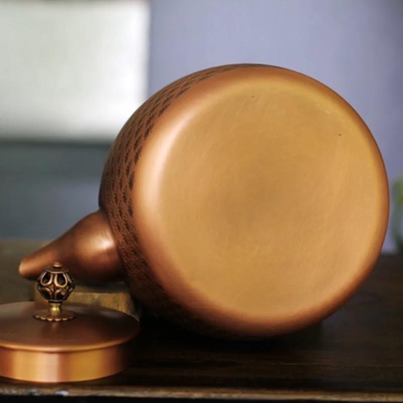 New Large-capacity Copper Teapot 1.5L Vintage Pure Copper Kettle Kung Fu Tea Sets Gas Stove Charcoal Universal Boiler Teapot