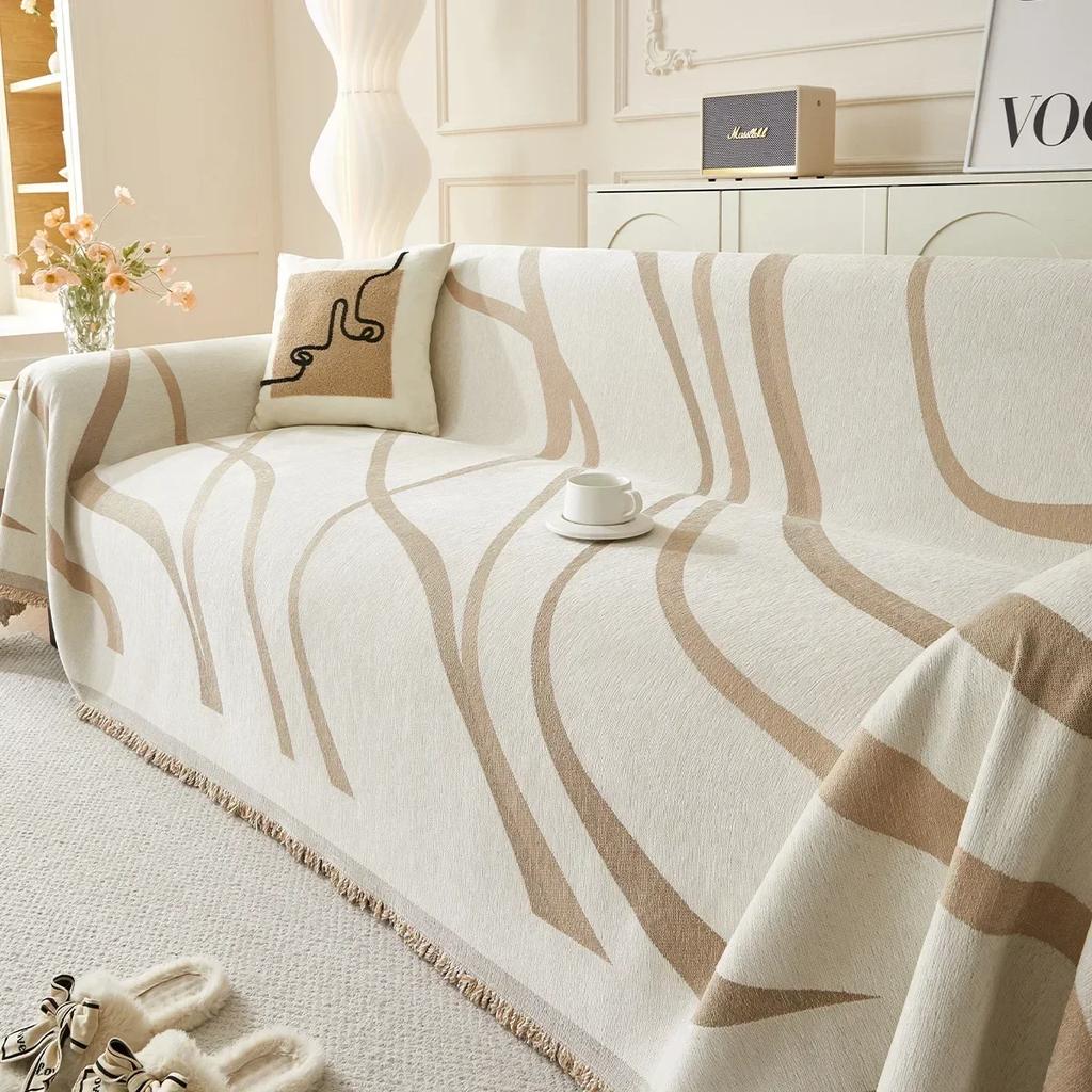 1 szt. Koc na sofę z szenili Uniwersalny na 4 pory roku Antypoślizgowy Pokrowiec na kanapę Pyłoszczelny Nowoczesny Prosty Duży Pokrowiec na sofę do salonu