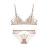 French no steel ring lace sexy pure desire underwear bra set bra thin triangle cup gather small chest