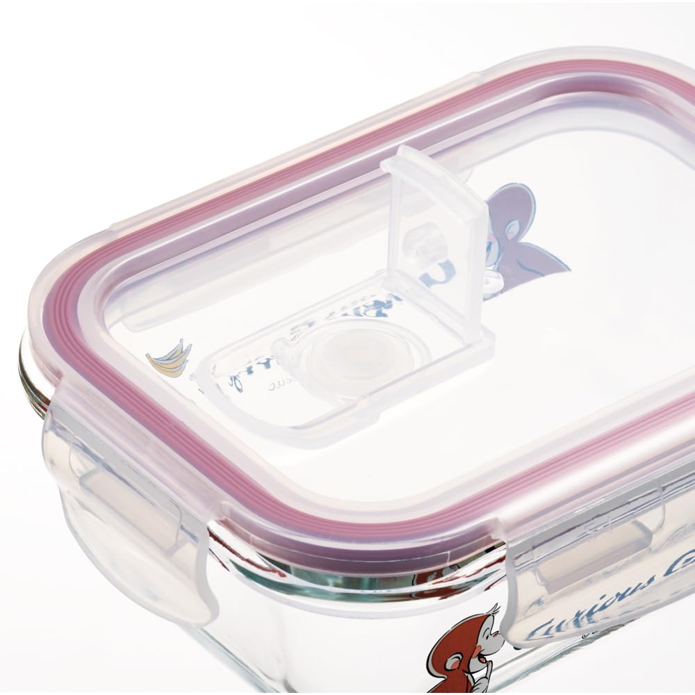 Skater Heat-Resistant Glass Storage Container, Curious George Design, 370ml, Small Size, Oven, Microwave, and Dishwasher Safe, GBST4-A