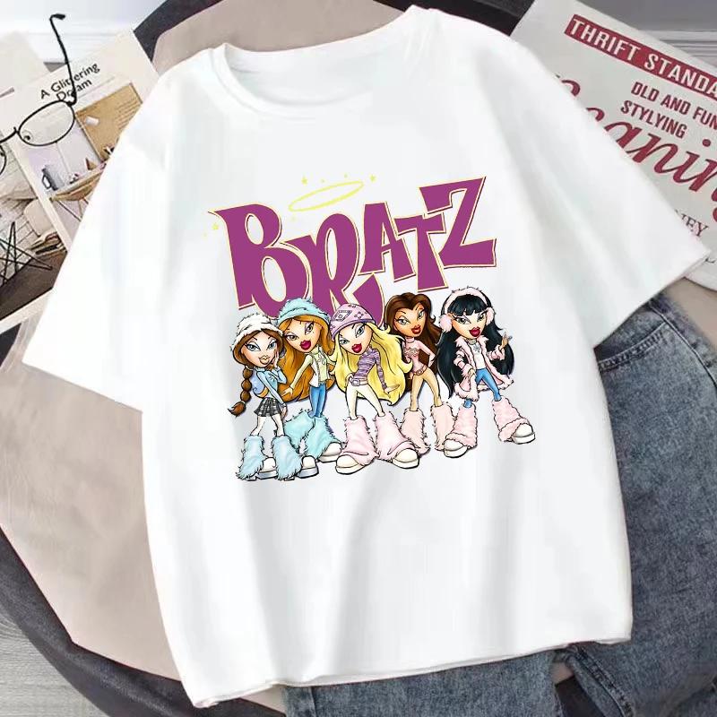 

Летняя мужская футболка Bratz Harajuku с забавным мультяшным принтом, футболка с круглым вырезом и коротким рукавом, повседневная одежда Y2k 4XL