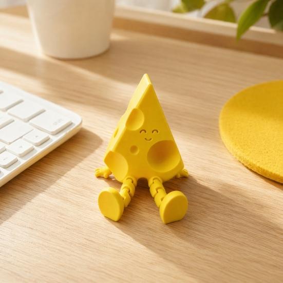 Yousheng Cheese Ornament, with Flexible-Jointed, 3D Printed Desktop Toy, Decompression Anthropomorphic Ornament
