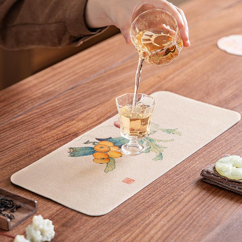 New Chinese Zen miscellaneous vegetable dry brewing tea party pastoral style coffee table dry brewing pad waterproof table flag