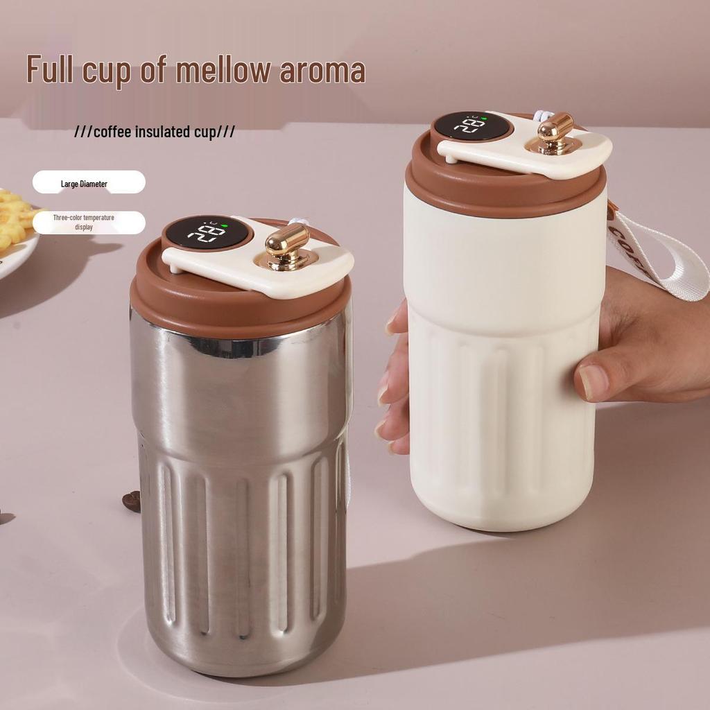 Smart Display Coffee Cup: 316 Stainless Steel Insulated Travel Mug