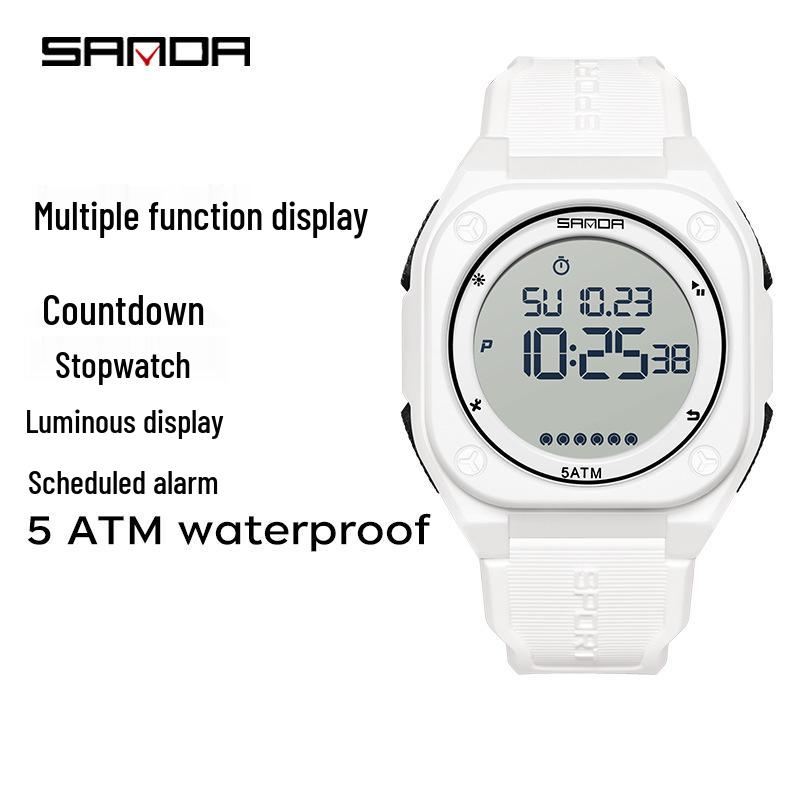 Sanda Multifunctional Luminous Waterproof Student Countdown Watch with Alarm