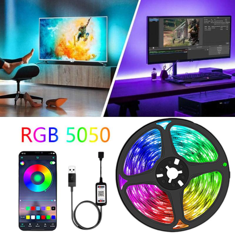 Backlights Tv Led 3m Rgb 5050 Colour Changing Strip Light Bluetooth Control Usb