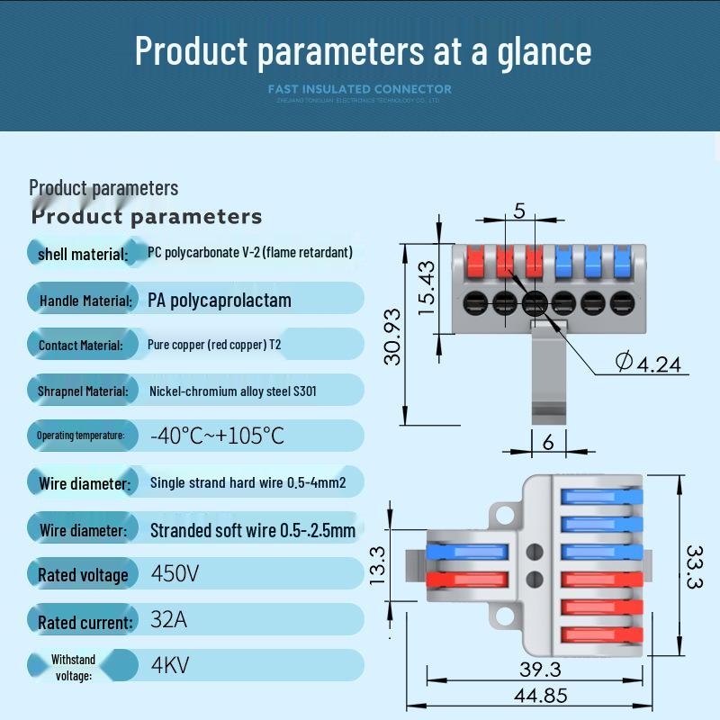 Unitek PCT-222 Multi-in/Out Quick Wiring Terminal for Soft and Hard Wire