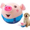 Active Moving Pet Plush Toy, Interactive Dog Pig Toy Pet Bouncing Balls, USB Rechargeable Interactive Washable Cartoon Pig Plush Sound Electronic Dog