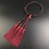 WONDERFUL LOTUS Women's Rosary 8-Inch Ebony with Pouch Authentic 108-Bead Rosary 8-Inch Double Strand (Crimson Tassel)