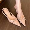4 cm is here, so beautiful!! Nude pointed bow light mouth high heels women's spring empty sandals