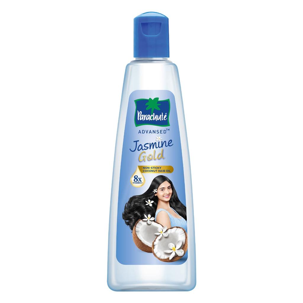 PARACHUTE Jasmine Gold Coconut Hair Oil 300ml With Vitamin E For Soft Shiny Hair Non-Sticky Nourishment For All Hair Types