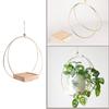 Macrame Hanging Basket Holder Golden Flower Pot Hanger Hanging Plant Wooden Hanging Basket for Indoor Outdoor Garden