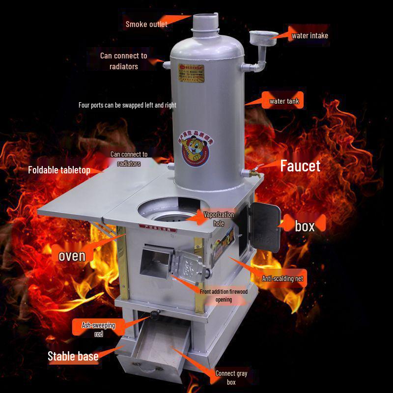 Leide Zhu Multifunctional Rural Heating Stove with Radiator, Burns Charcoal and Coal for Winter Heating.