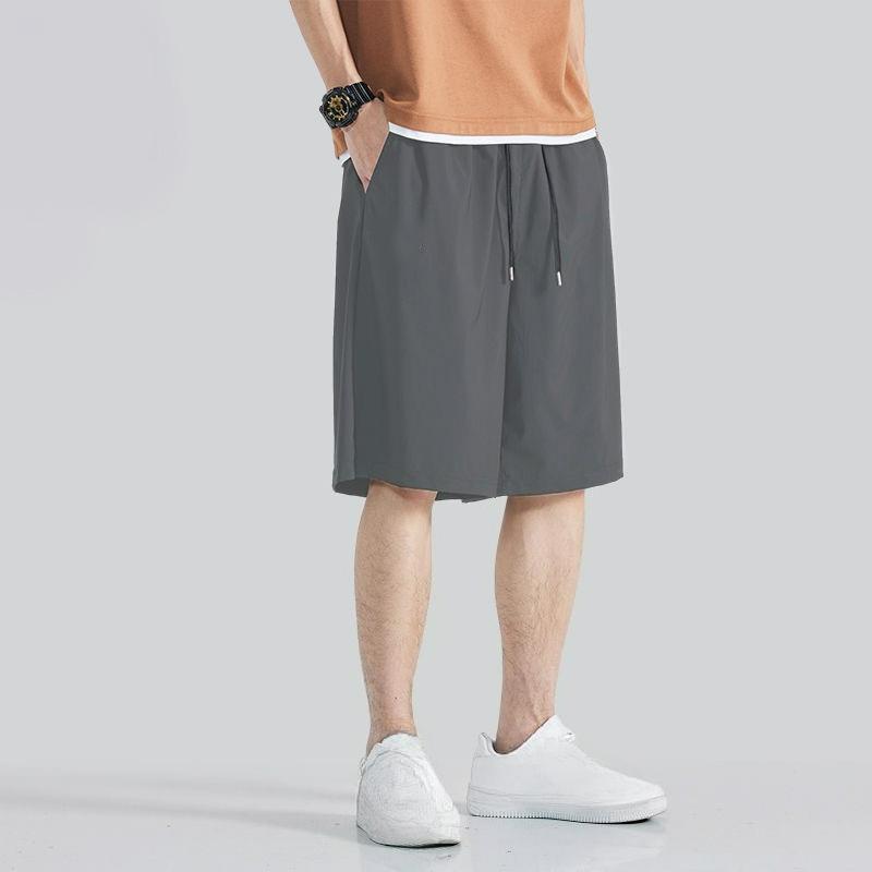 Casual Shorts Summer Thin Men's Sports Pants Loose Black Ice Silk Five-point Men's Pants Shorts