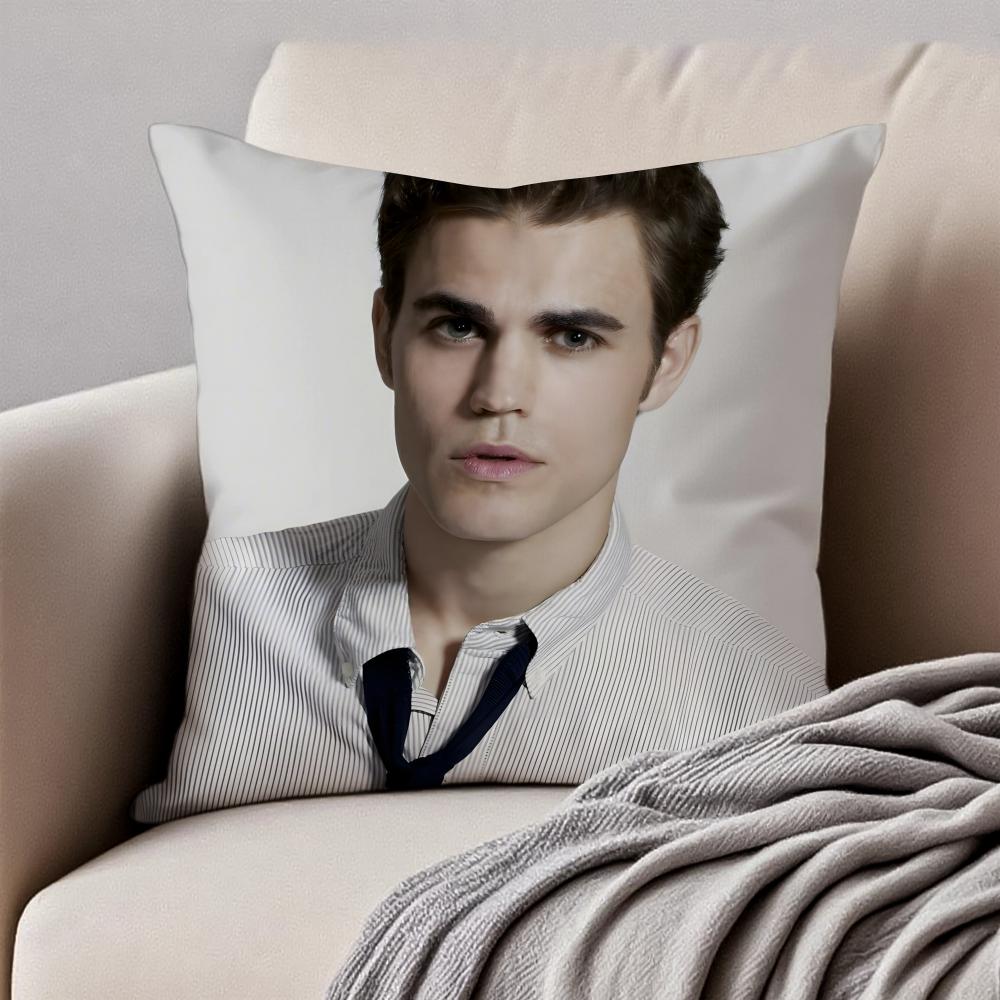 S-Stefan Salvatore Vampire Diaries Lead Cushion Cover Pillowcase Anti-Dustmite Invisible Zipper Short Plush Sofa Cushion