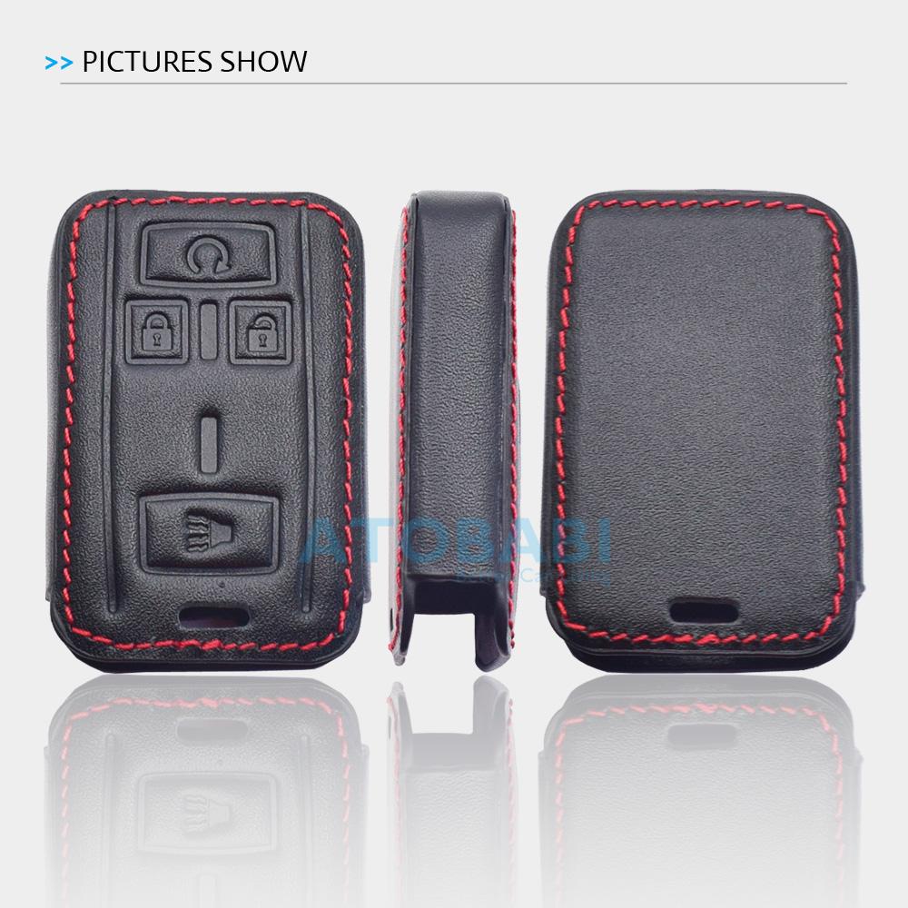 Leather Car Key Cover Bag For Chevrolet Silverado Suburban Colorado Tahoe Gmc Canyon Sierra Yukon    Remote Fob Case