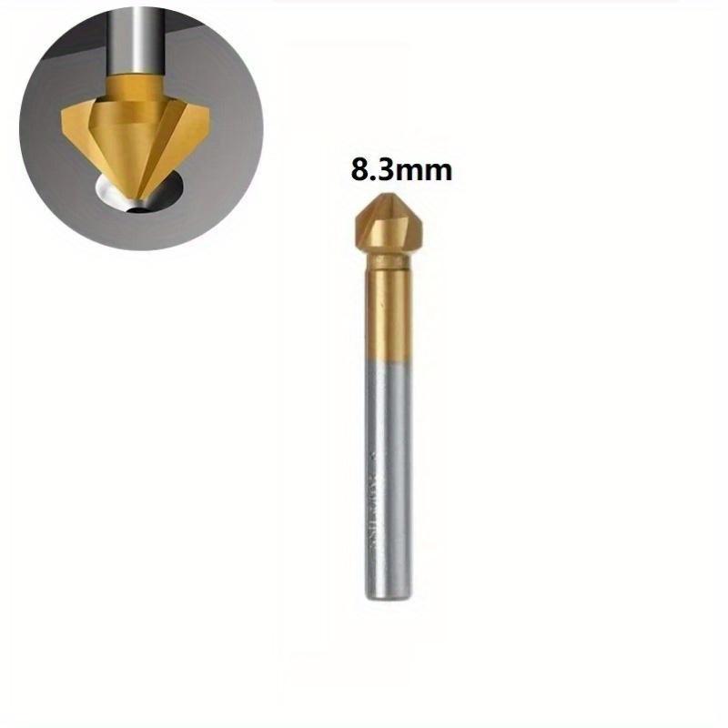 6Pcs/set Chamfering End Mill Tool Countersink Drill Bit Set Metal Wood 3 Flute 90 Degree High Speed Steel Titanium-Coated Deburring Hole
