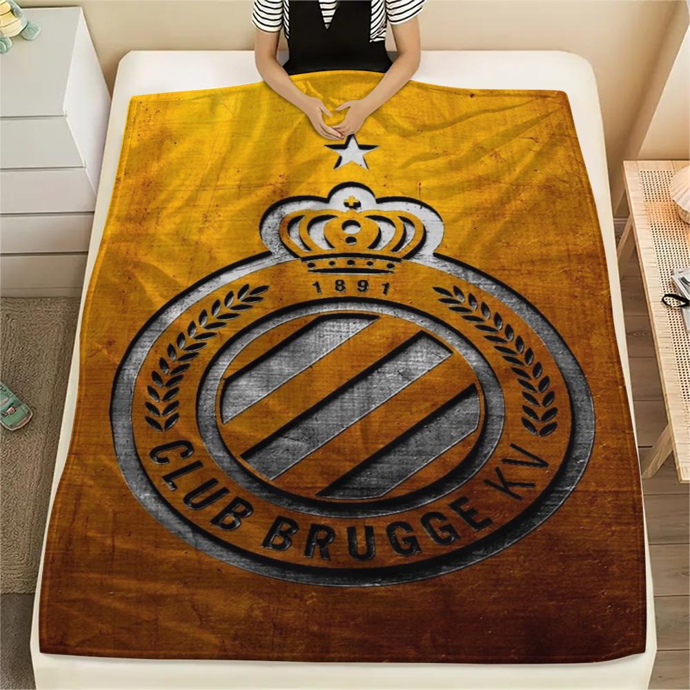 1Pc Club Brugge K V Print Flannel Blanket, High quality Comfortable for All Seasons, Home Decor, Warmth and Comfort, Perfect for Christmas Gifts