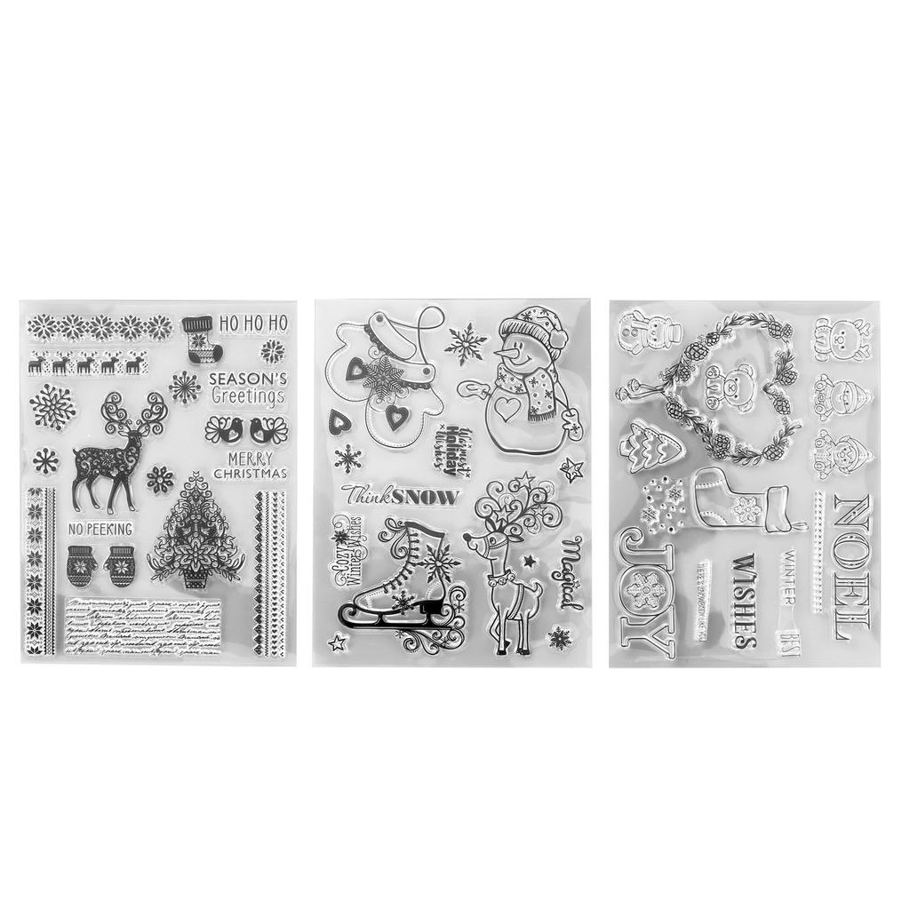 3 Stück Klare Stempel Klarer Abdruck Recycelt Sicher Weihnachten Hirsch Transparente Stempel für Bastelkarten 