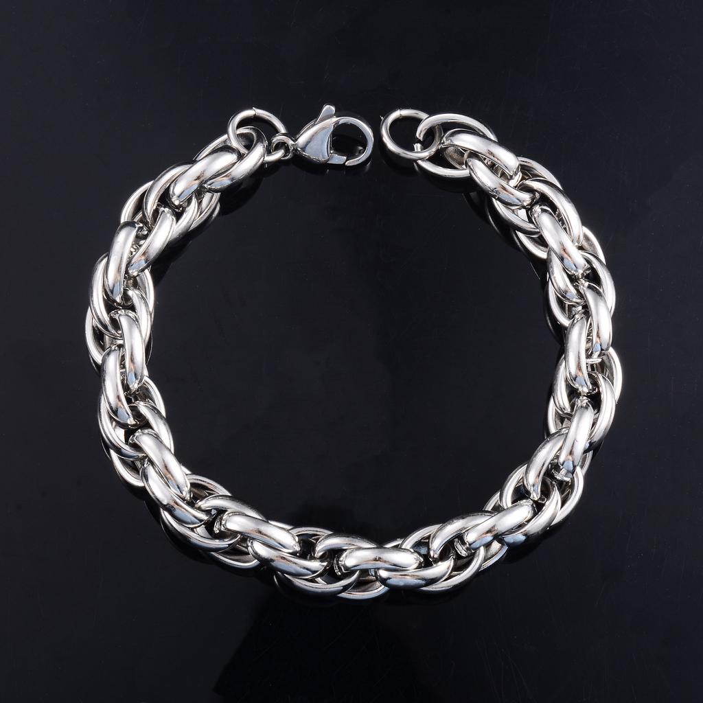 Cadena de Cuerda Punk Pulsera Gruesa de Acero Inoxidable para Mujeres Hombres Cadena Básica para Mano Pie Tobillo Pulsera Brazalete Tobilleras Joyería de Metal