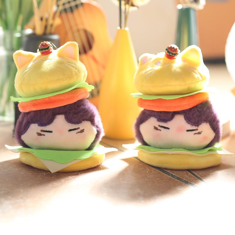 Cute Hamburger 2D Small Pendant Plush Toys Doll Bag Hanging Decoration Keychain Doll Doll Doll