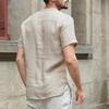 Camiseta de Verano para Hombre de Algodón y Lino de Manga Corta Camiseta Casual para Hombre Camisa Masculina Transpirable