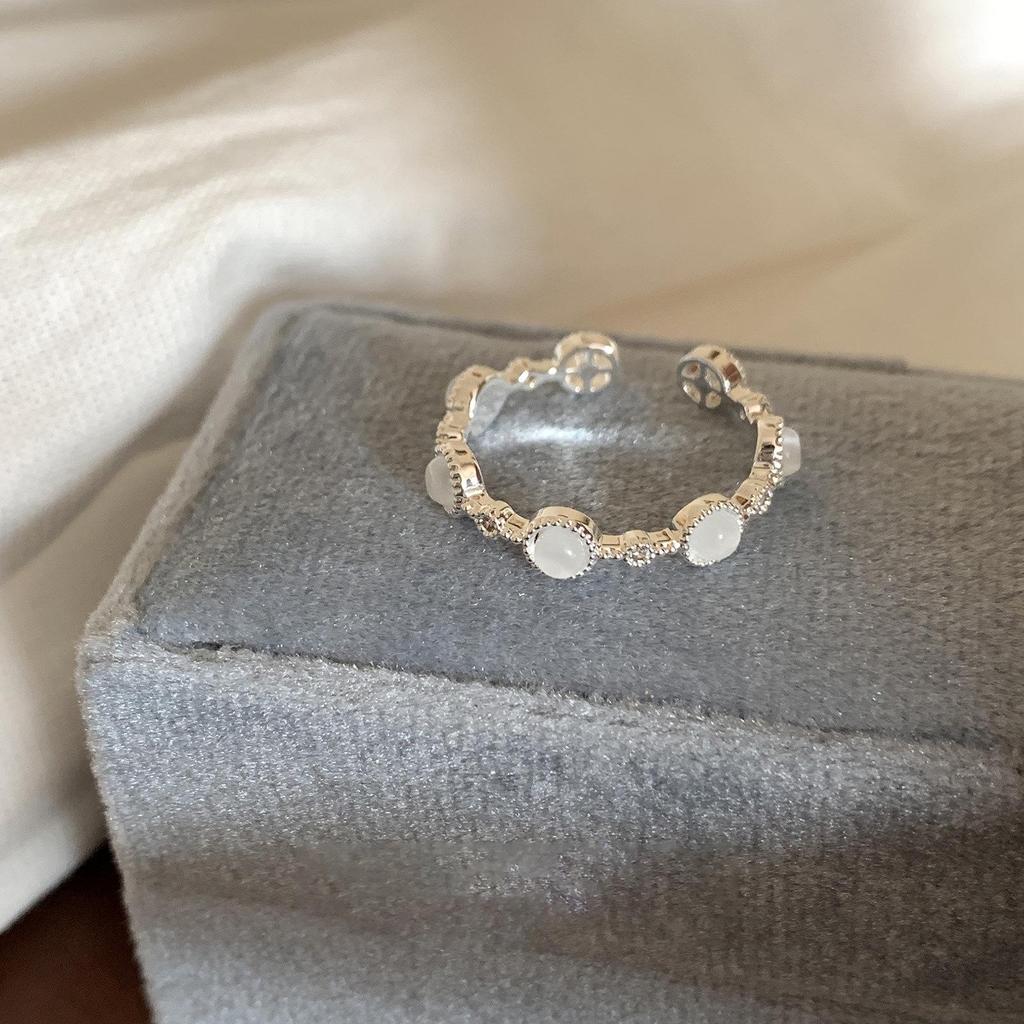Stylish Silver Zircon Ring for Women - Light Luxury Open Design, Perfect for Index Finger