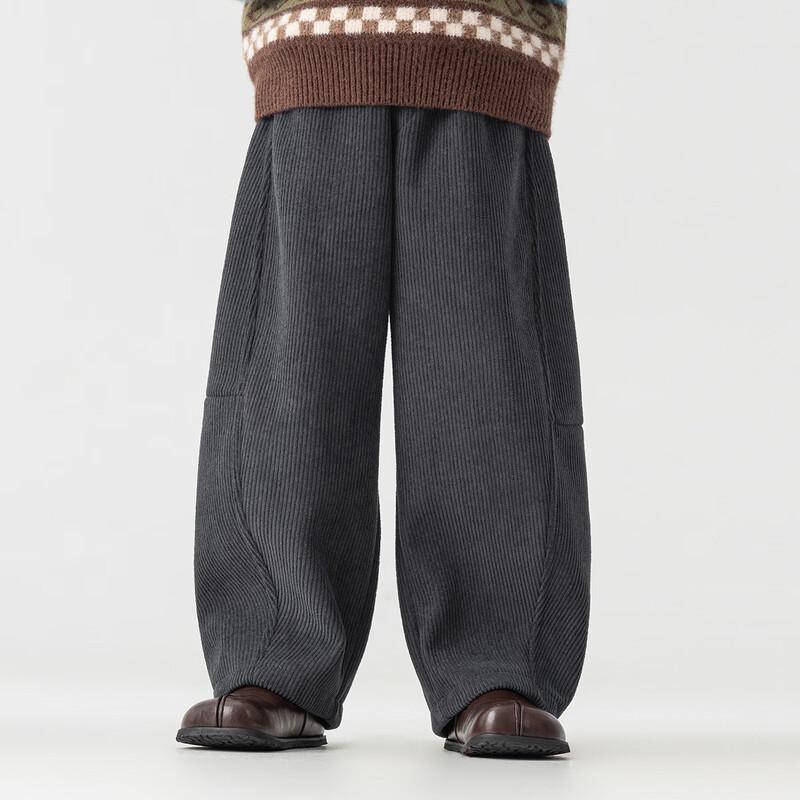Boys' Fleece-Lined Corduroy Wide-Leg Casual Pants