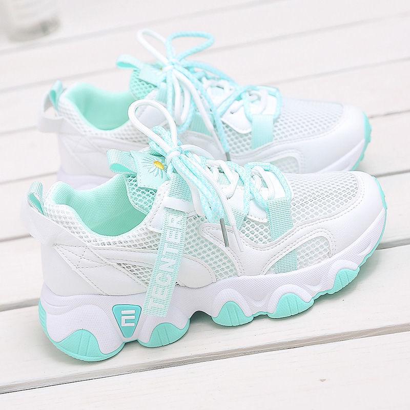 

Обувь для папы, женская, весна-лето, новая, дышащая, толстая, сетка, тонкая, модная, для маленьких ног, спортивная, сетка, обувь 40 зелёный