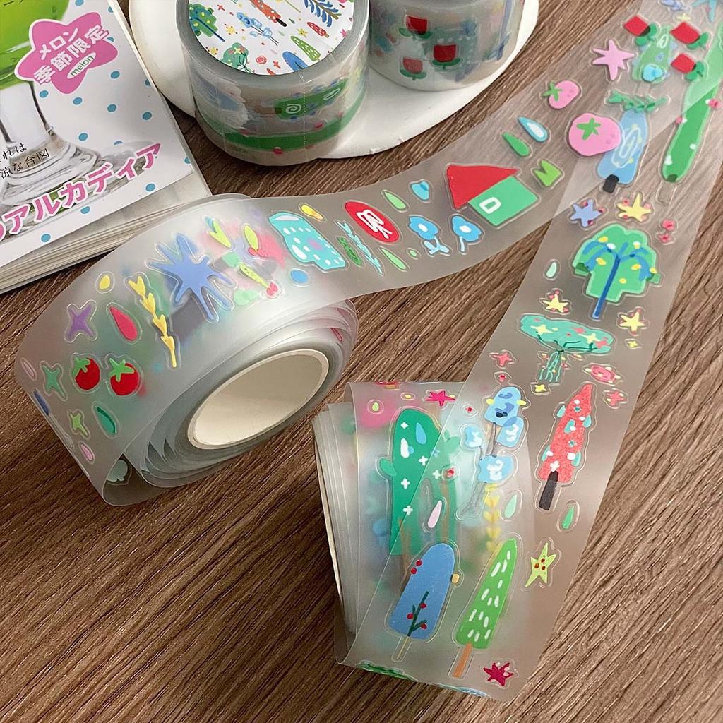 5m Tape Sticker Roll Summer Diary Salt Handclip Collage Decoration Cute Retro Wowa Kawaka DIY