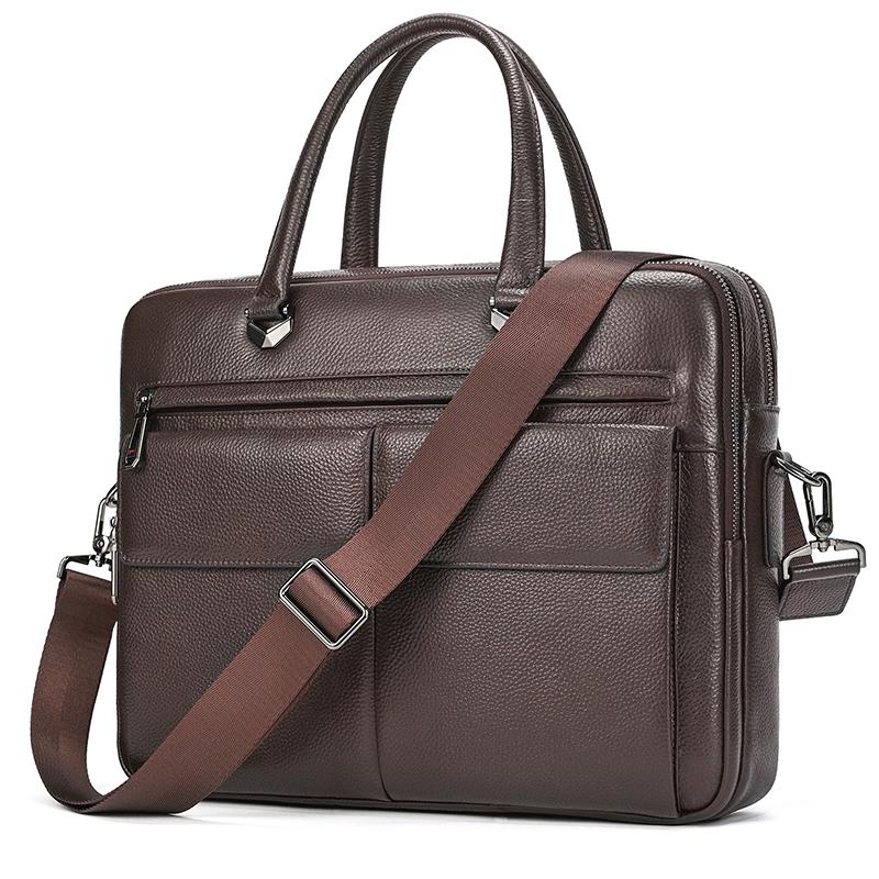 

Luxury Fashion Men s Leather Shoulder Bag Top Layer Cowhide Crossbody Business Handbag Male Briefcase кофейный
