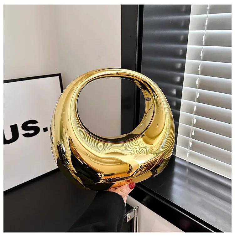 

Creative Design Women s Top-Handle Bag PVC Metallic Luster Half Moon Banquet Women s Bag Luxury Handbag