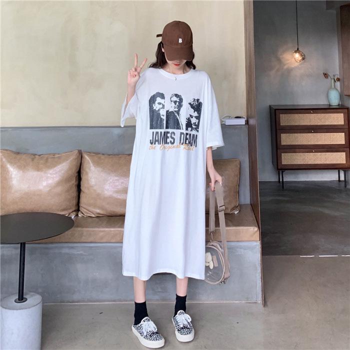 Korean Style Knee-Length Nightdress for Plus Size Women - Loose, Casual, and Comfortable Spring/Summer Dress.