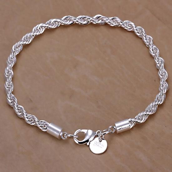 Women's Faux Silver Twist Bangle Cuff Charm Bracelet Clasp Party Jewelry