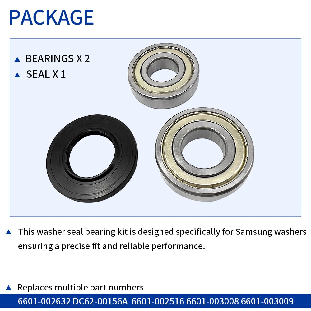 Washer Seal Bearing Kit for Samsung Replacement for DC62-00156A 6601-002632, Compatible with WF431ABP WF45K6500, WF45R6100