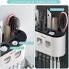 Double distributeur automatique de dentifrice avec porte-brosse à dents, grand organisateur de rangement avec 6 emplacements pour brosse à dents,