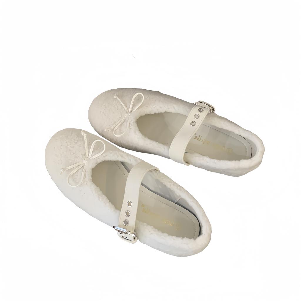 Fashion Shoes Woman 2025 Loafers Fur Autumn Low Heels Female Footwear Shallow Mouth Bow-Knot New Comfortable Winter Fall Dress  Shoes Wo