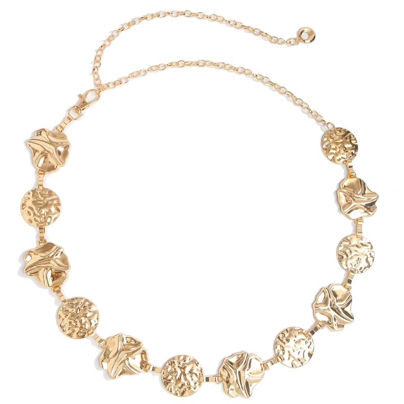 

Stylish Metallic Belt Chain Adjustable Length Waist Cinching Band Comfortable Wear For Casual Outfits Daily золотий