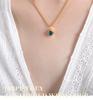 Elegant Zircon Glass Pendant Necklace with Pearl Chain
