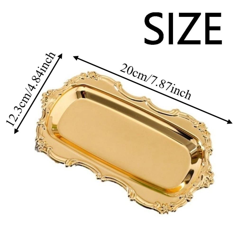 Gold/Silver Retro Serving Platter European Style Desserts Plate Cosmetics Storage