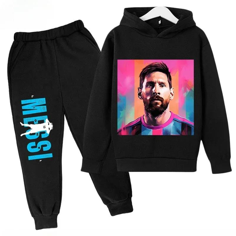 Messi Print Children's Set Sports Hoodie Pants Suit 2pcs Set Boys Girls Baby Kid Clothing Casual Fashion Autumn Winter Sportsuit