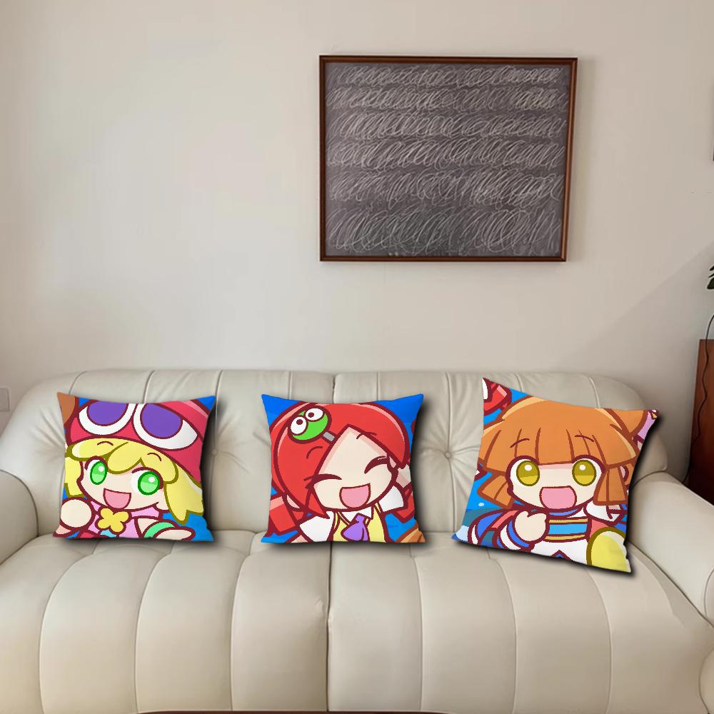 Game P-Puyo P-Pop F-Fever Anime Sig For Bedroom Car Coffee Shop Room Soft and Living Room Sofa Decorative Pillow Cover Case