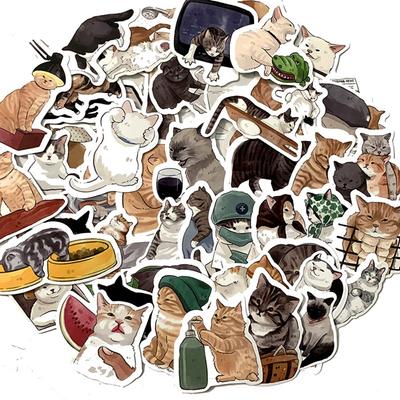 54pcs Cute Cats Animal Graffiti Stickers Cartoon Decals Kids Toy DIY Diary Suitcase Scrapbook Phone Laptop Bike Sticker