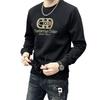 European Fashion Men's Long Sleeve Autumn/Winter Round Neck Sweater - White Casual with Hot Diamond Embossed Design