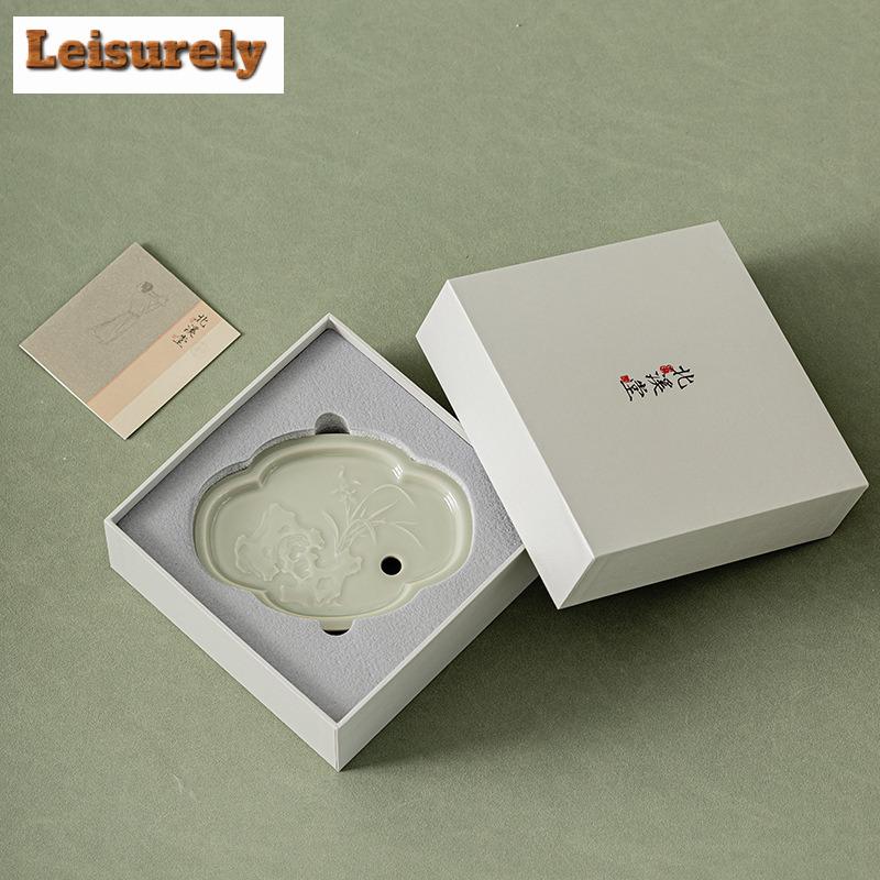 Beixitang Asiatischer Apfeltee Boot Haushalt Keramik Trockenbrühplattform Handgefertigte Kanne Wasserspeicher Kleines Tablett Set Zubehör