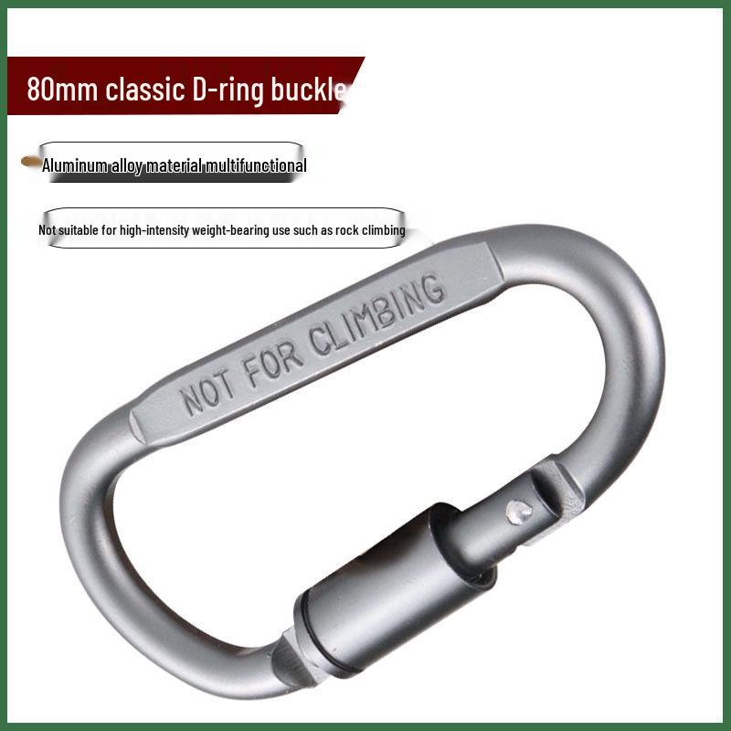 Metal D-Ring Carabiner Locking Buckle with Key Hook - Backpack Accessory and EDC Gear